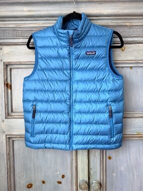 Patagonia Kids Uplift Blue Down Sweater Vest size XL 14
